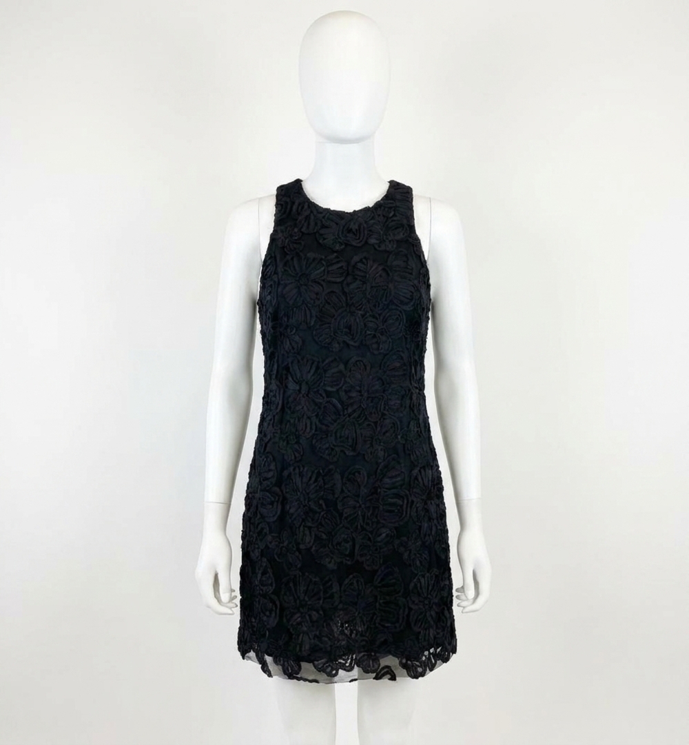 NEW JOY JOY soutache sleeveless mini dress in black